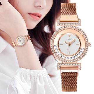 Đồng hồ mặt tròn đính đá thời trang dành cho nữ