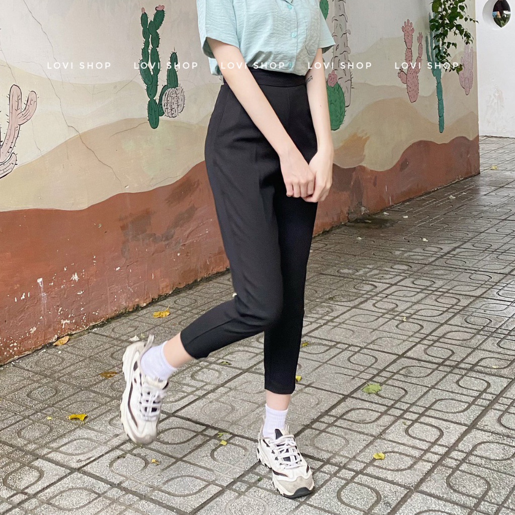 Quần baggy lưng vải khóa kéo hông