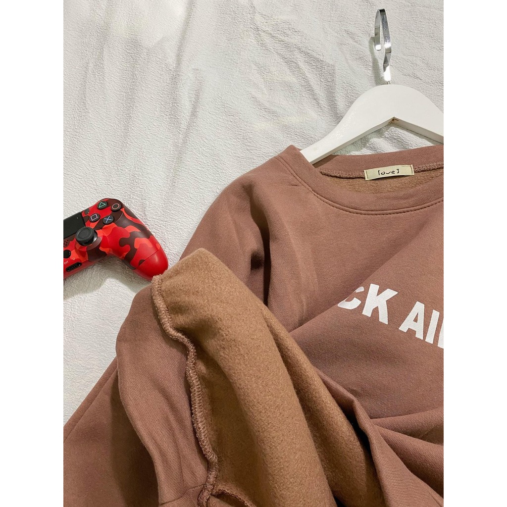 Áo Nỉ Black Air Tay Bồng  Nữ [FREESHIP]  Sweater form rộng oversize in hình cá tính Ulzzang