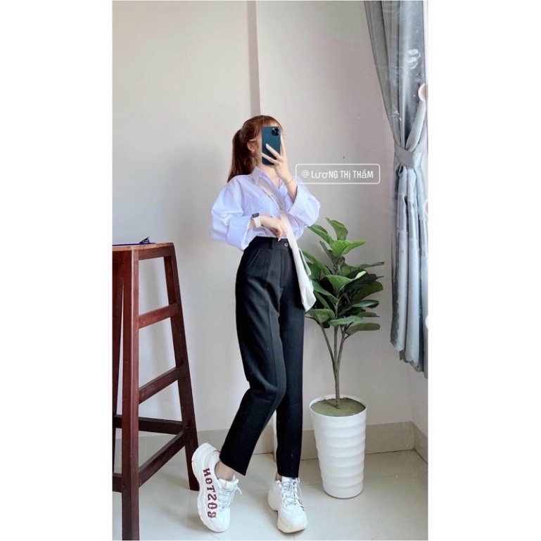 [ GIÁ GỐC TẠI XƯỞNG] Quần tây baggy, quần tây đi học có nút dáng dài cực xinh chất tuyết mưa cao cấp (chất quần tây đi h