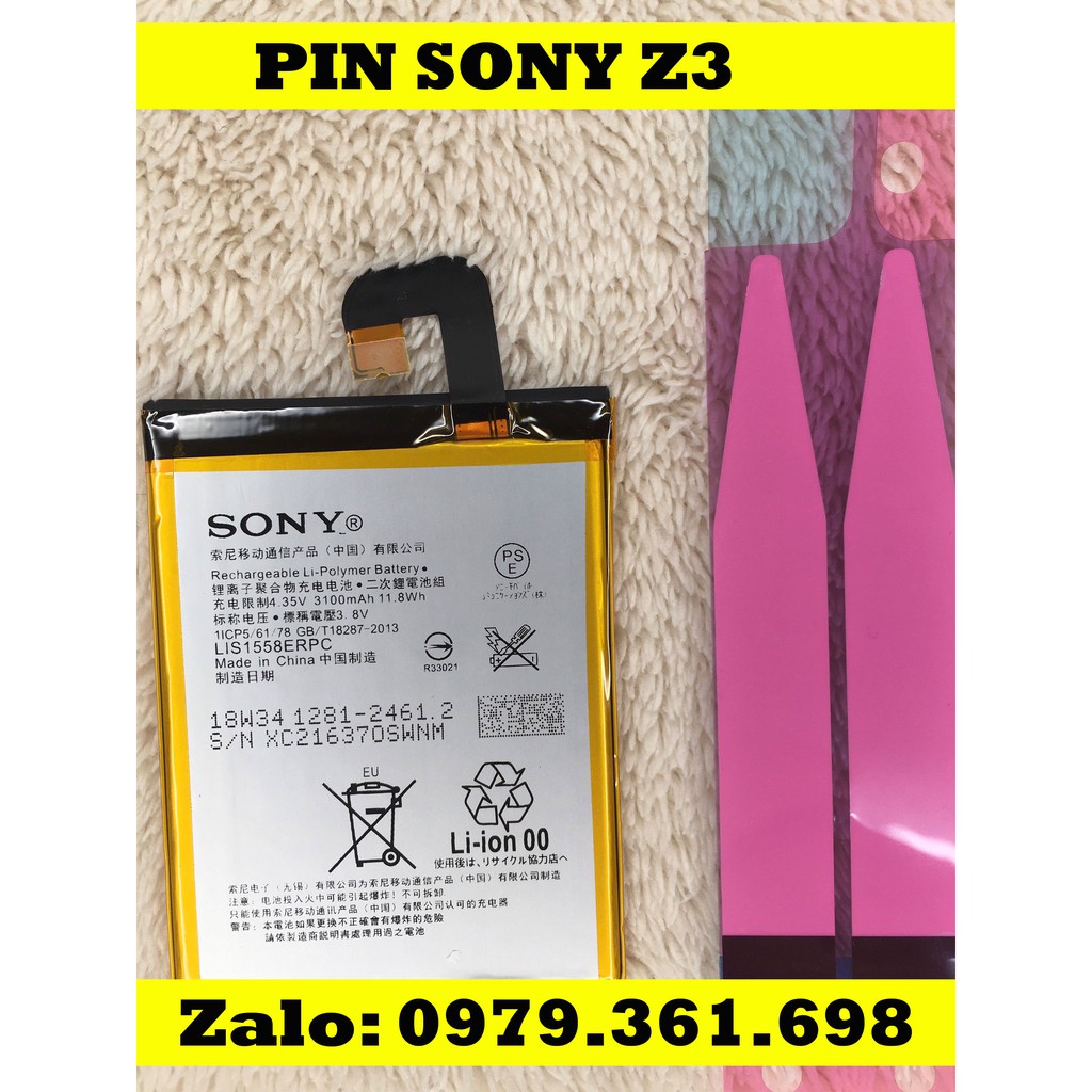 Pin Sony Z3 - Hàng new ( bảo hành 3 tháng ) - Tặng keo dán pin