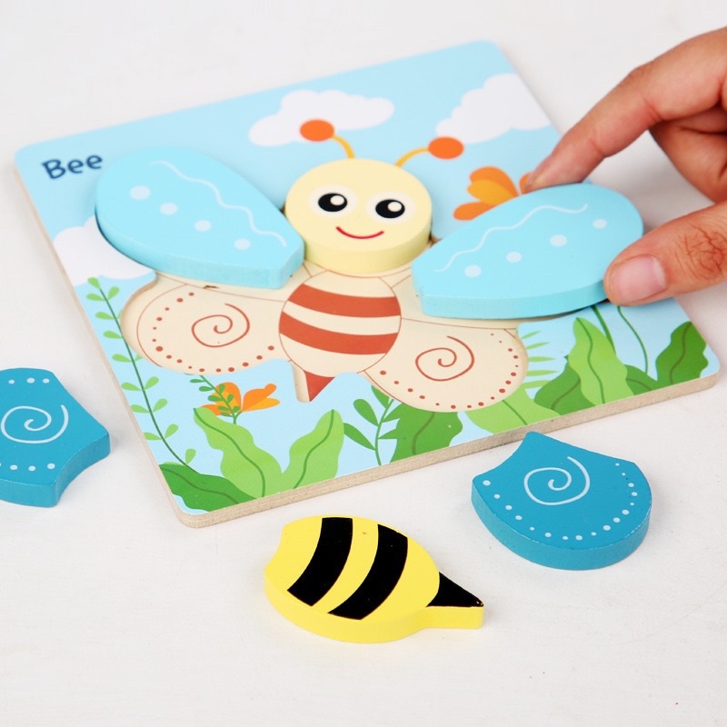 Đồ chơi trẻ em,Đồ chơi gỗ thông minh ghép hình nổi 3D,kích thích tư duy,sáng tạo,thông minh cho bé