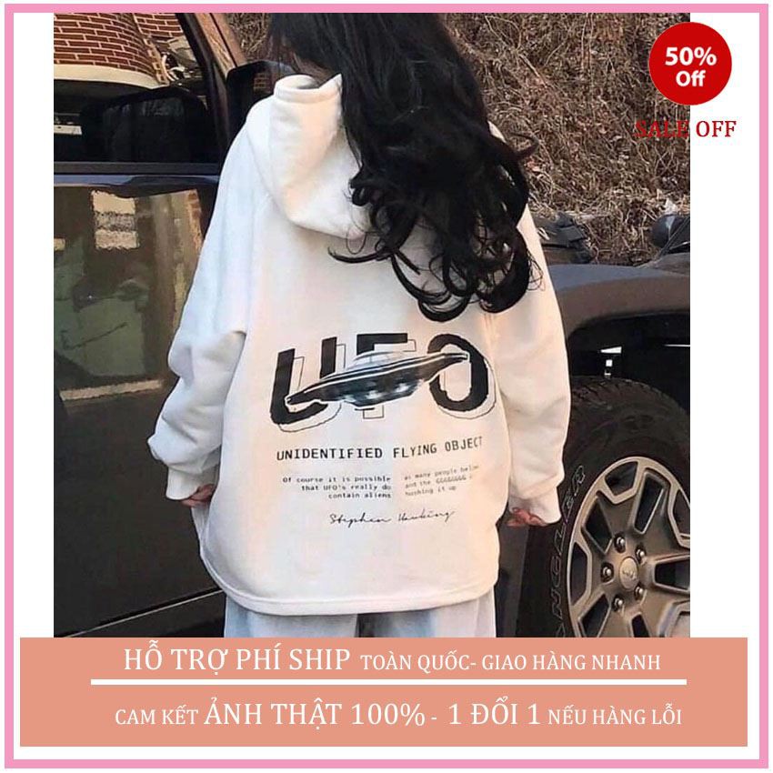 Áo hoodie nam nữ - Áo Khoác Nỉ Thu Đông Unisex kiểu dáng from rộng Lửng phom rộng trơn cực đẹp UFO đen trắng