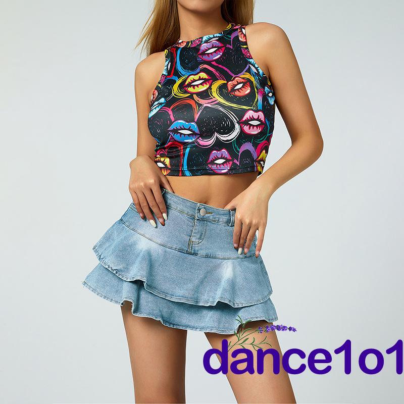 ❤Ep✨Áo Hai Dây Nữ Họa Tiết Nghệ Thuật