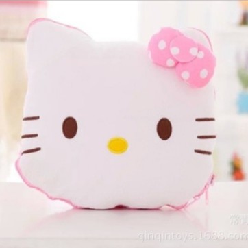 Bộ chăn gối lông nhung họa hình Hello Kitty sử dụng kép cho văn phòng máy lạnh dễ thương