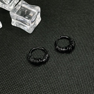 Khuyên Tai Hipster 2 Nam Nữ GIÁ 1 BÊN Unisex Tròn Dạng Xỏ Màu Bạc Đen Đơn Giản Đẹp Nhỏ Xinh HT Orn Earring - Maxshopdoc