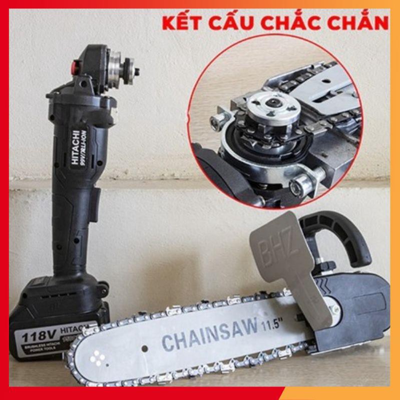 Máy Cắt-Mài-Cưa Xích dùng pin 3 trong 1 Hitachi cầm tay 2 pin 118v động cơ từ không chổi than tặng kèm lưỡi cưa xích