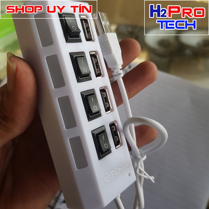 Bộ chia 1 cổng USB 2.0 thành 4 Cổng USB 2.0 có công tắc (Trắng)