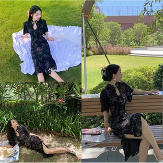 Đầm sườn xám cổ giọt nước cách điệu ... dangxinhshop #damdutiec #suonxam