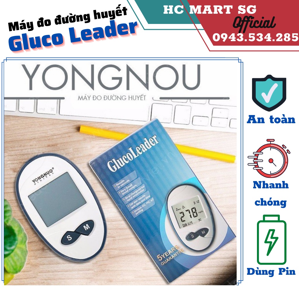 Máy đo đường huyết Gluco Leader người bị tiểu đường kiểm tra đường huyết nhanh, chính xác, dễ dàng sử dụng