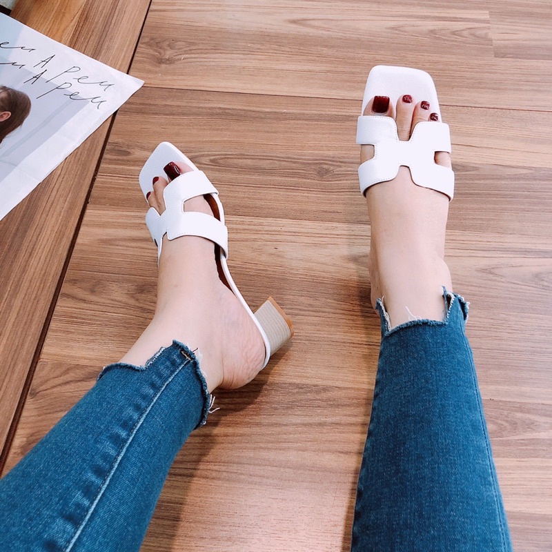 Guốc dép cao gót nữ 5p đẹp mê ly gót vuông cao cấp siêu xinh chất mềm êm chân - Chi Chanh Store