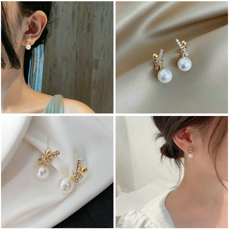 Bông Tai Kim Loại Đính Ngọc Trai Đơn Giản Thời Trang Cho Nữ dreamdiary