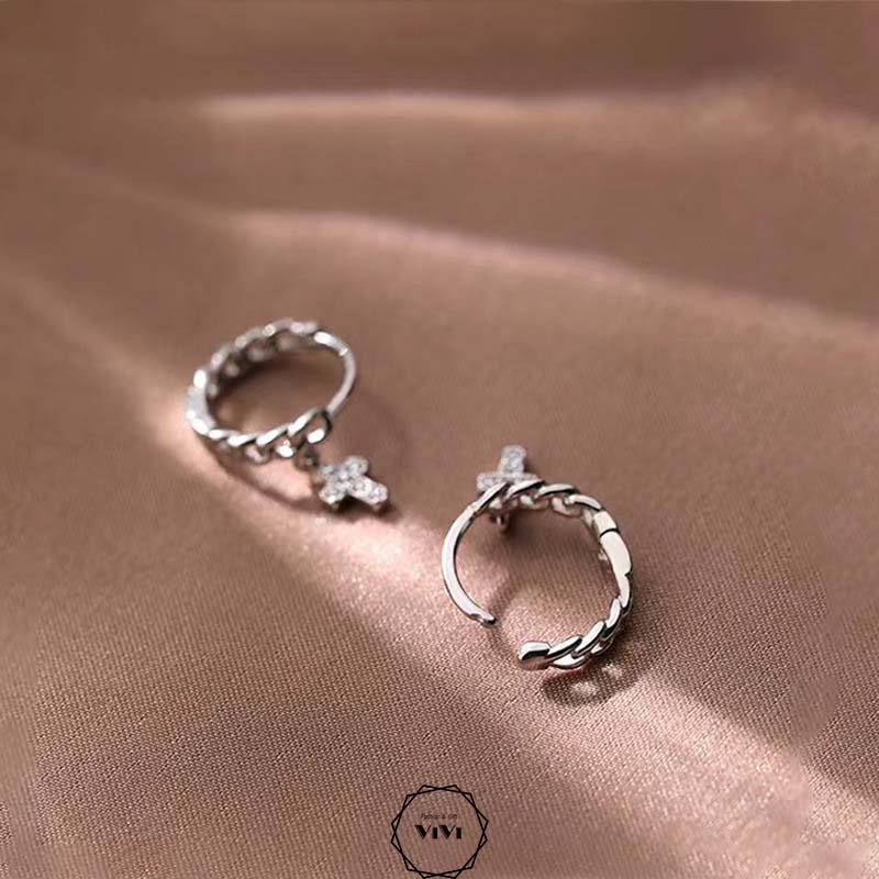 Bông tai nam nữ kiểu tròn độc đáo Chahoo 12mm – khuyên tai bạc ViVi_Gift