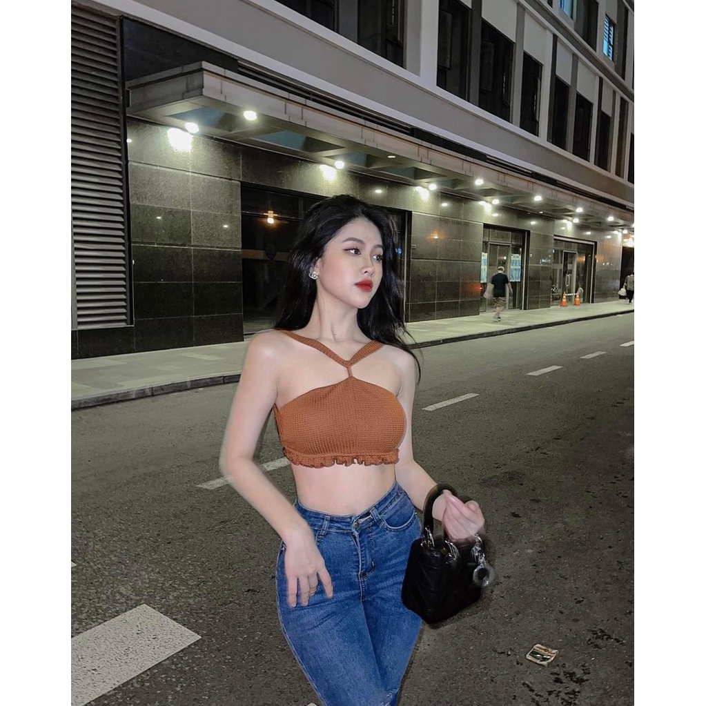 Áo Croptop Cổ Yếm Lai Bèo YA140191