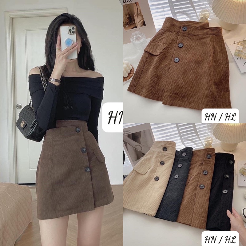  Chân váy nhung co dãn phiên bản mùa Thu Đông 2022