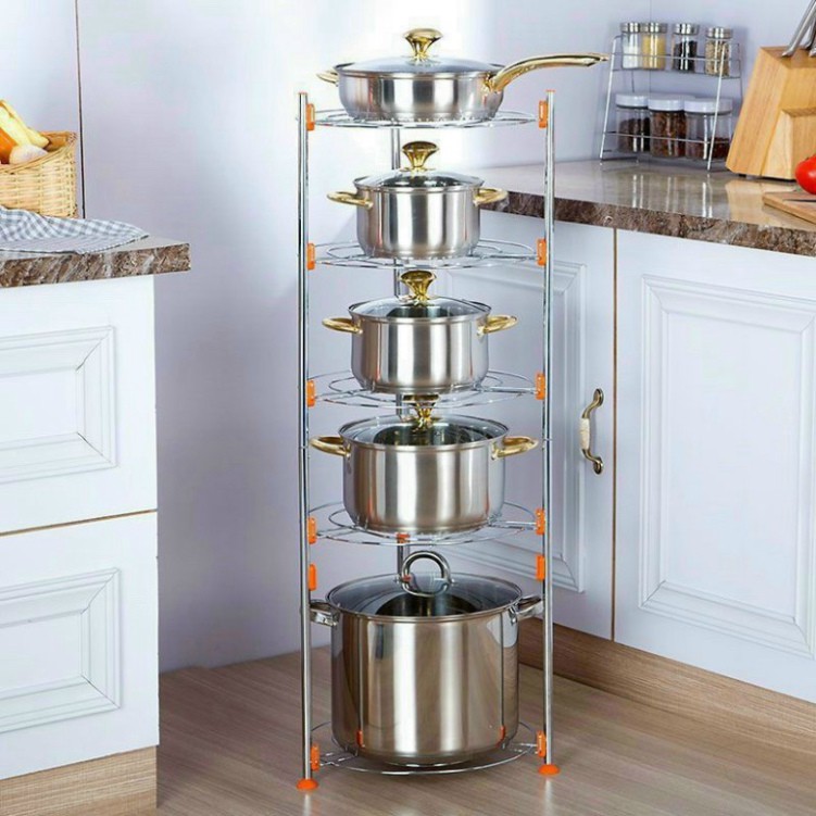 Kệ để xoong nồi inox 5 tầng siêu bền đẹp