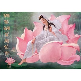 Tranh đính full đá 5d-tranh phật bà quan âm bồ tát.