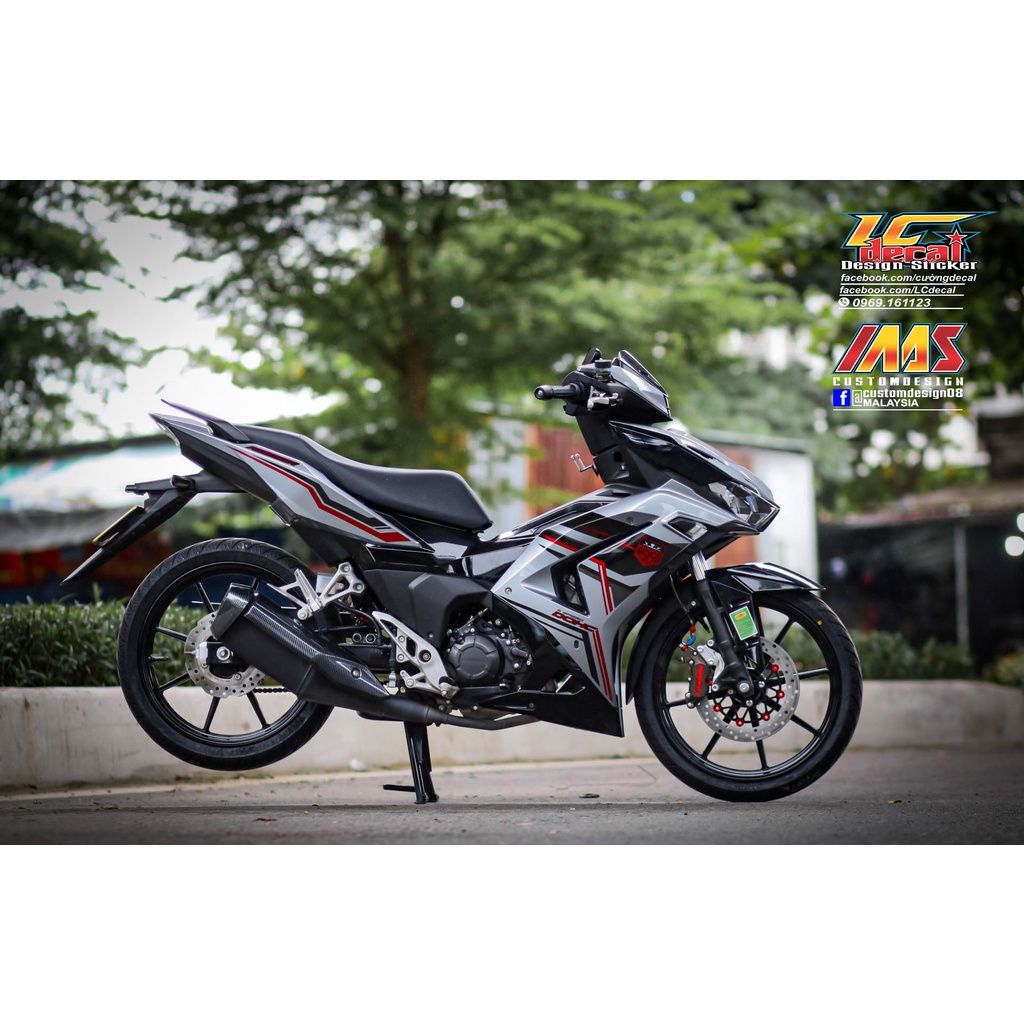 Tem rời Winner v3 bạc đen đỏ Mẫu mới in trong dán xe bạc