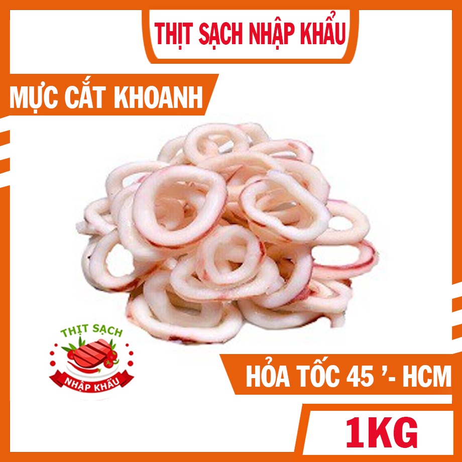 Mực VÒNG MỰC Cắt Khoanh + Hình thông 1kg | túi 1kg chế biến được nhiều món bổ rẻ
