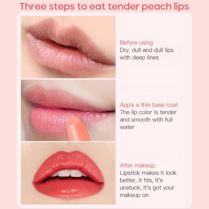 Kiss Beauty Son Dưỡng Môi Tinh Chất Đào Tự Nhiên Lâu Trôi Dưỡng Ẩm Làm Mờ Đường Viền Môi Chống Lão Hóa