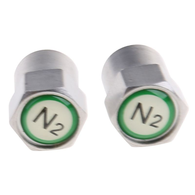 Set 2 Nắp Van Bánh Xe Hơi Mạ Crom Tpms N2 Nitrogen Ốp
