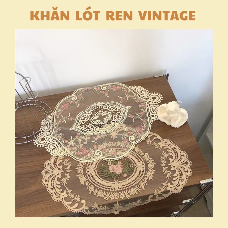 Tấm khăn lót phong cách Châu Âu, khăn lót bàn ren vintage