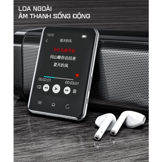 Máy Nghe Nhạc MP3 Màn Hình Cảm Ứng Bluetooth Ruizu D66 Bộ Nhớ Trong 16GB - Hàng Chính Hãng