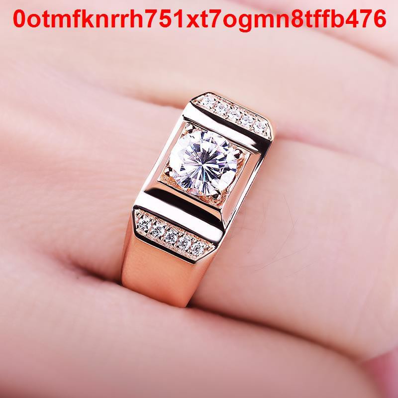 ☒ﺴ✉Nhẫn nam Moissanite nhập khẩu chính hãng Mỹ Vàng hồng 18K 2 carat D màu kim cương trắng, rộng và nặng