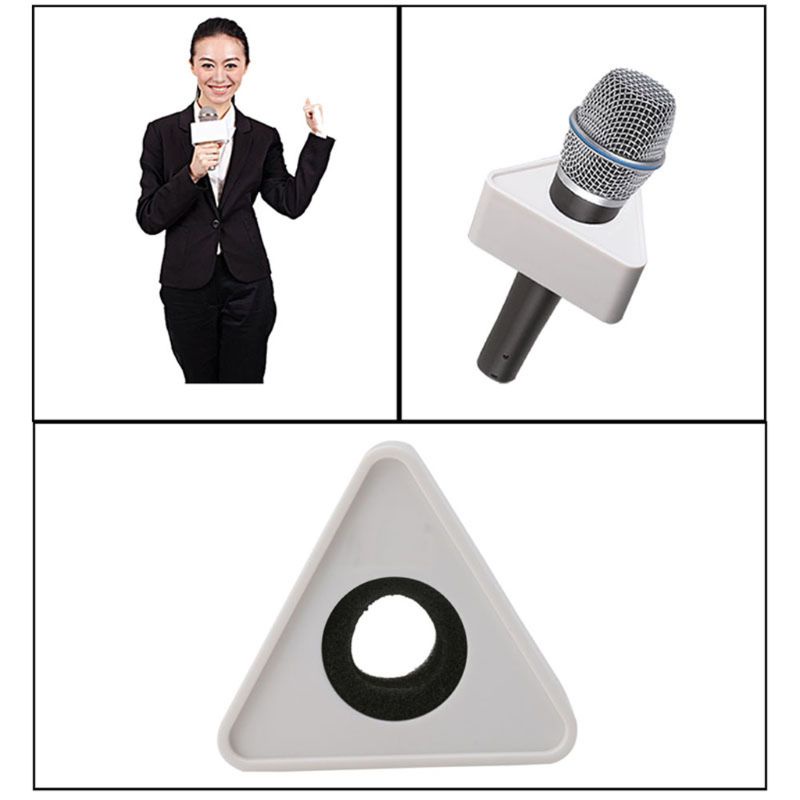 Vòng bọc micro hình tam giác gắn logo đài và lỗ đen DIY thích hợp dùng khi phỏng vấn