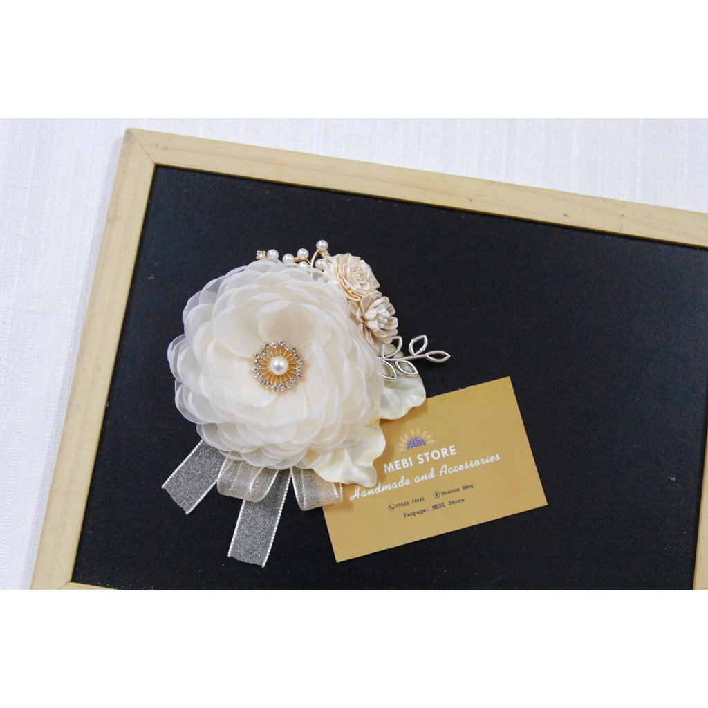 Phụ kiện thời trang hoa cài áo MEBI Handmade mẫu hoa chùm tone nhiều màu 2022 NOBOX