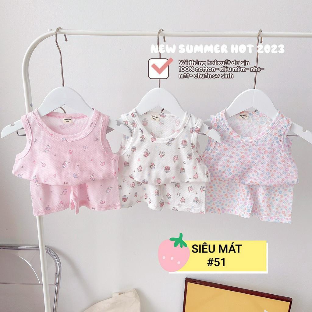 (set 3 bộ) đồ bộ bé gái , quần áo trẻ em , ba lỗ bé gái vải thông hơi siêu MỀM- MÁT-NHẸ size 8-16kg (link 2)