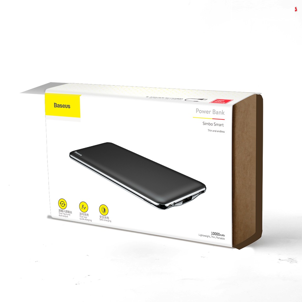 Pin dự phòng sạc nhanh 3A Baseus Simbo Smart dung lượng 10000mAh kích thước siêu mỏng và nhỏ gọn cho Smartphone/Tablet