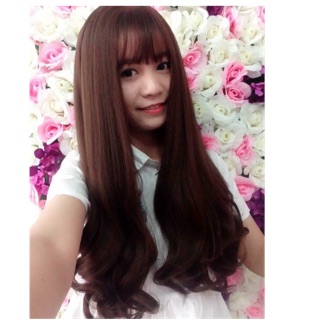 Tóc giả Nguyên đầu nâu đỏ xoăn sóng