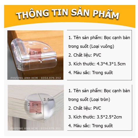 Miếng Bịt Góc Bàn, Bọc Cạnh Bàn Silicon Hình Vuông Tránh Va Đập - An Toàn Cho Bé Và Người Già