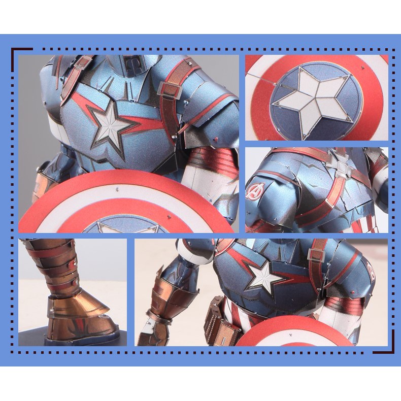 Mô hình lắp ghép 3d kim loại  captain america cỡ lớn( bản piececool) (có sẵn) + tặng kèm 1 mẫu 60k tự chọn