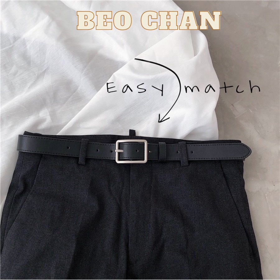 Dây Thắt Lưng Bản Nhỏ Sơn Tùng 2.3cm Đục Lỗ May Viền - Dây Nịt Lưng Nam Nữ Kiểu Hàn Quốc 2.3cm Chữ Nhật Lỗ - Beo Chan