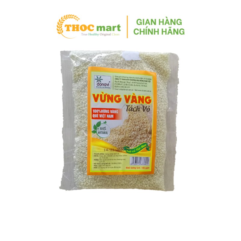 [ THOCmart.vn ] Vừng vàng  tách vỏ Donavi 100% sạch tự nhiên gói 100g