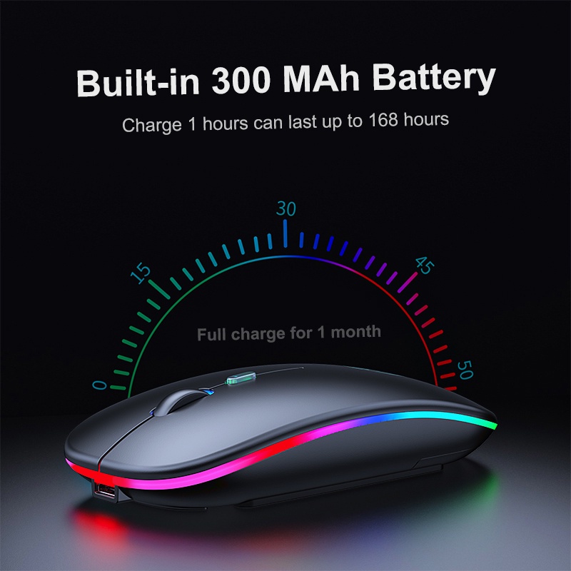 Chuột Bluetooth Không Dây 2.4GHz USB RGB 1600DPI Có Thể Sạc Lại Dùng Để Chơi Game / Laptop / PC / Macbook