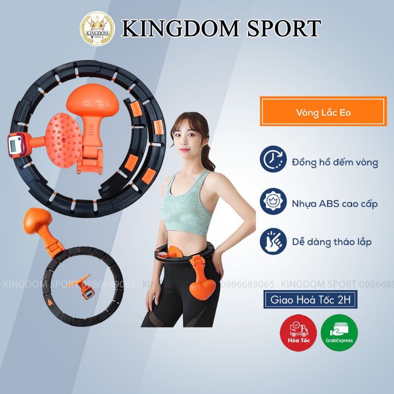 Vòng lắc eo thông minh giảm mỡ bụng có đếm số Hula Hoop, Vòng xoay eo massage giá rẻ KINGDOM SPORT