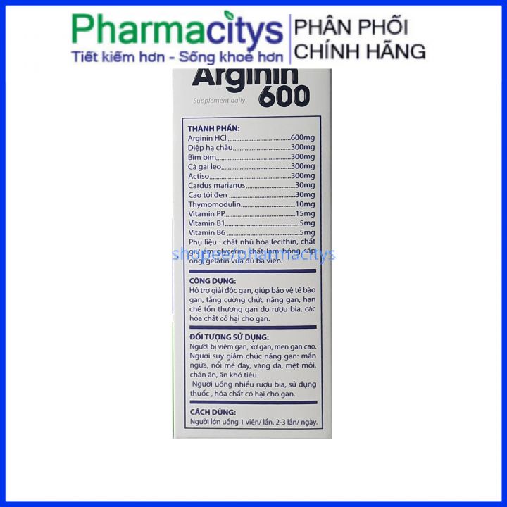 Viên uống thảo độc mát gan Arginin 600 hộp 60 viên