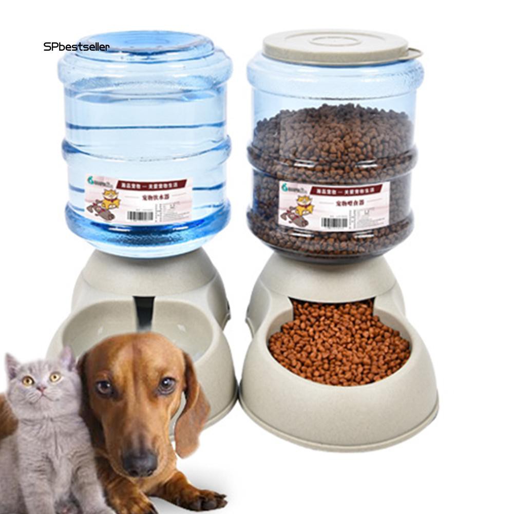 SPBS❤3.75L Pet Cat Dog Automatic Feeder Food Drink Animal Bowl Water Bowl Dispenser