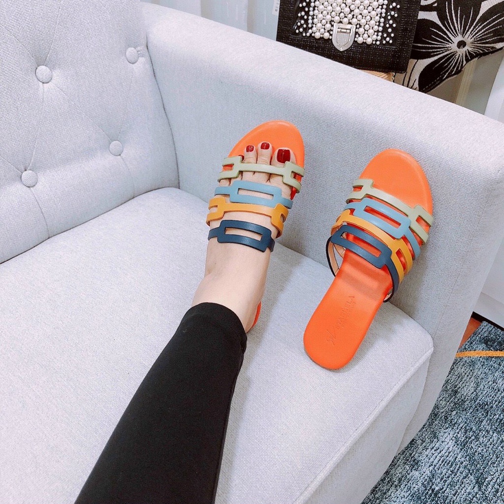 Dép cắt laze quai ngang đế xẹp nhiều màu chất da mềm nhẹ dễ đi kiểu dáng Basic đi chơi đi biển siêu xinh Dép rọ đế thấp