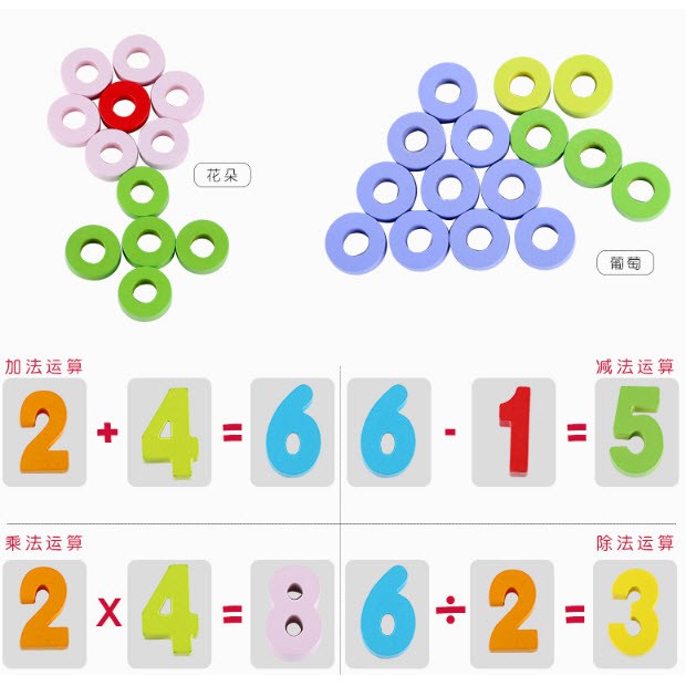 Bộ Giáo Cụ Montessori 5 Trong 1 - Bảng Học Số Đếm, Câu Cá, Hình Khối Và Màu Sắc Loại Đẹp