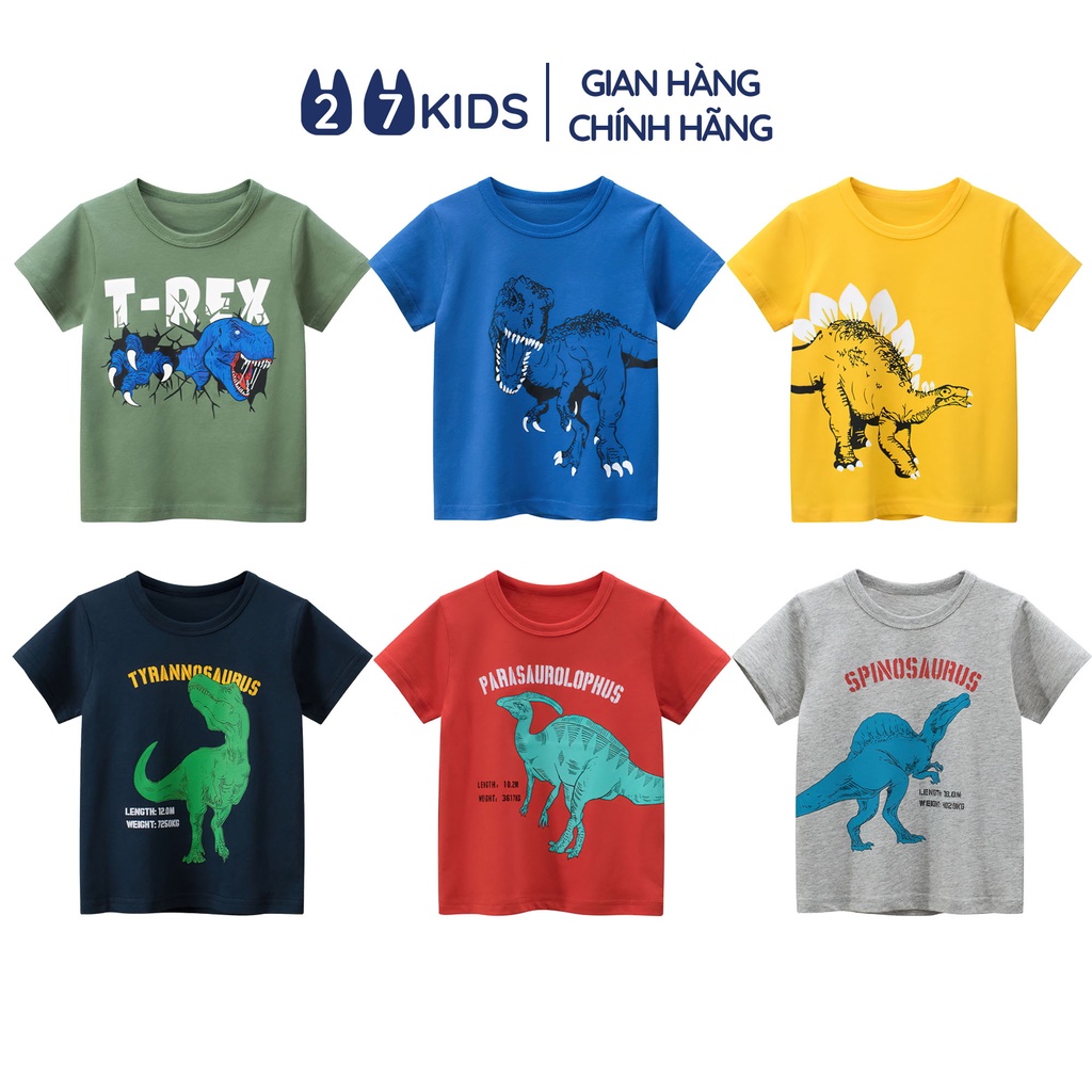 Áo thun bé trai ngắn tay 27Kids áo cộc nam 100% Cotton cho trẻ từ 2-10 tuổi BSTS9