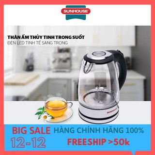 Ấm siêu tốc thủy tinh Sunhouse SHD1217 - Ấm đun siêu tốc Thủy Tinh Sunhouse