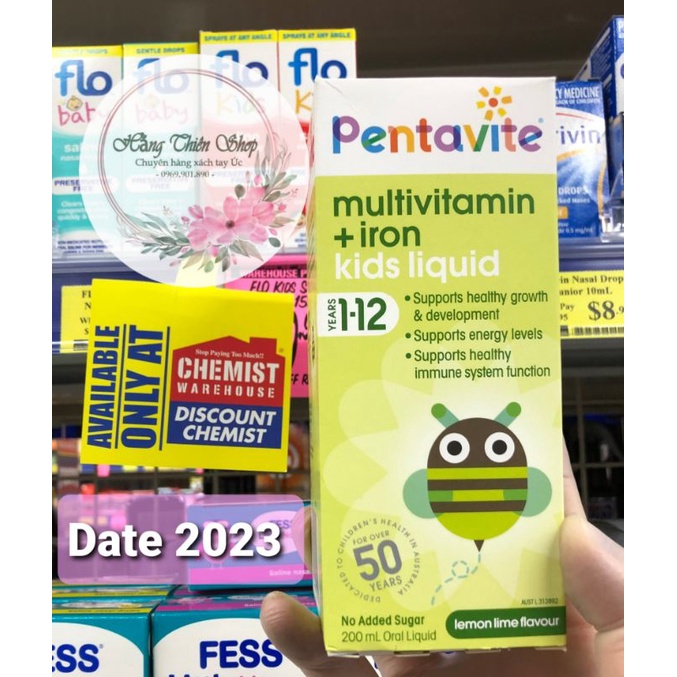 (Đủ bill) VTM tổng hợp cho bé từ 1 tuổi Pentavite Multivitamin+iron 200ml