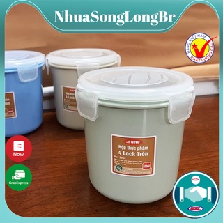 Hộp đựng thực phẩm tròn 580ml 4 lock Song Long 2864 chống tràn siêu bền_Buôn rẻ 01347