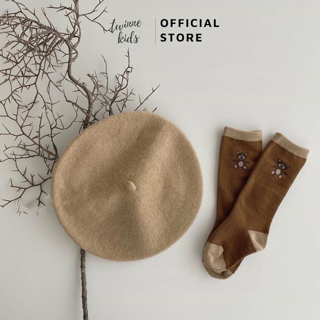 Mũ nồi cho em bé, mũ beret sơ sinh chất liệu nỉ len phong cách Hàn Quốc