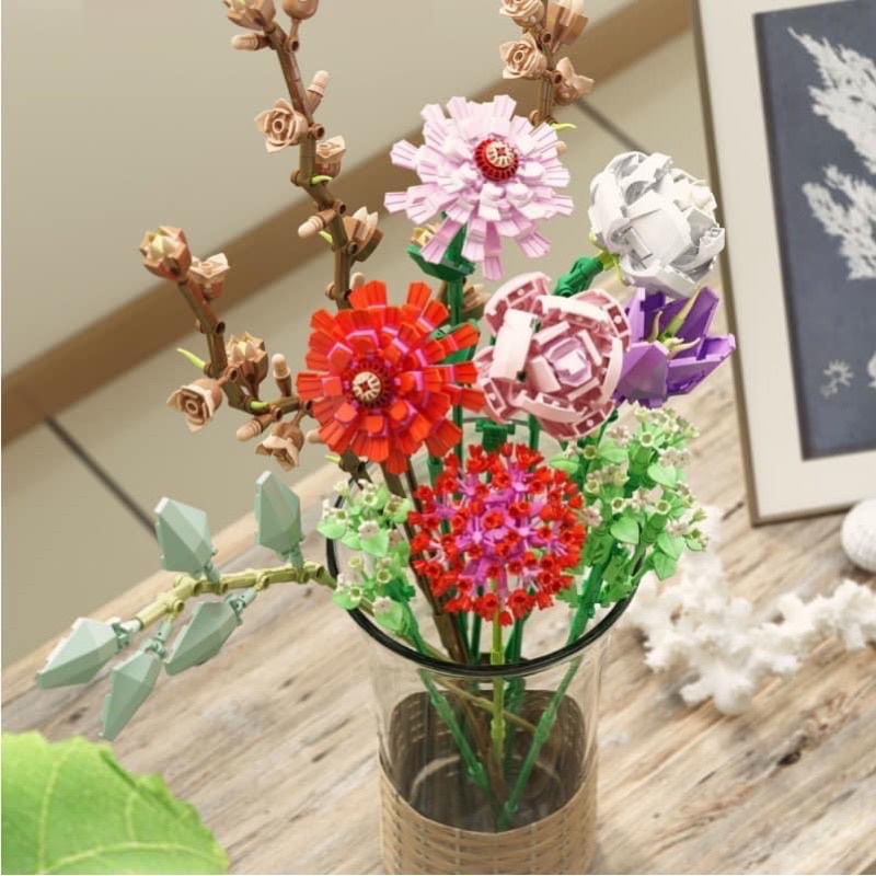 Đồ chơi xếp hình Panlos 655002 Bó hoa sặc sỡ Flower Bouquet