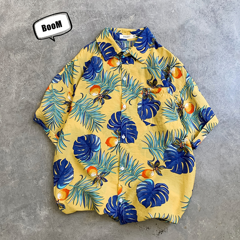 Áo Sơ Mi Tay Lửng Chống Nắng Phong Cách Hawaii Size M-2Xl Cho Nam